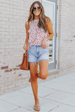 Floral Print Tassel Drawstring Lace-up Tank Top