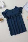 Lace Splicing Ruffled Short Sleeve T-shirt