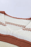 V-neck Knitted Lantern Sleeve Pullover Sweater