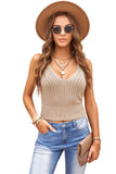 V-Neck Ribbed Knitted Crop Top