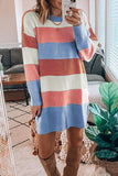 Rainbow Colorblock Long Sleeve Sweater Dress