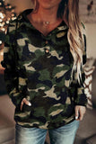Plaid Button Collar Drawstring Pullover Hoodie