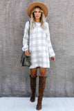 Gingham Balloon Sleeve Sweater Dress