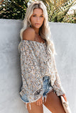 Puff Sleeves Abstract Print Blouse