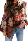 Multicolor Bohemian Floral Print Patchwork Top