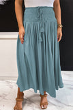 Drawstring Smocked High Waist A-line Skirt