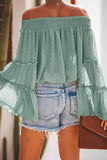 Dark Green Swiss Dot Off The Shoulder Top