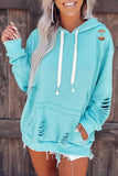 Shabby Distressed Drawstring Hoodie