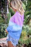 Multicolour Color Block Tie Dye Pullover Sweatshirt
