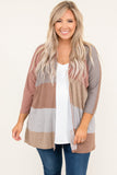 Multicolor Plus Size Colorblock Knit Cardigan