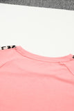 Colorblock Leopard Short Sleeve and Shorts Loungewear