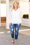 White Plus Size Ruffled Swiss Dot Blouse