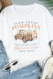 White Fresh Pumpkins Leopard Truck Graphic Tee