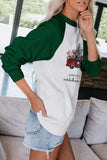 Green Christmas Printed Loose Sweatshirt