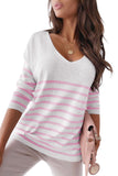 Striped V Neck Long Sleeve Sweater