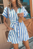 Fashion Stripe Short Sleeve Casual Dress