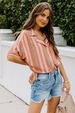 Button Striped Short Sleeves Shirt