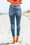 Blue Distressed Cropped Skinny Jeans