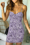 Leopard Print Spaghetti Strap Bodycon Mini Dress