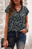 Floral Scalloped V Neck Short Sleeves Top