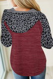 Color Block Leopard Long Sleeves Gray Hoodie