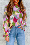 Multicolor Abstract Printed Long Sleeve Blouse