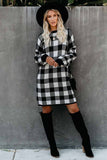 Gingham Balloon Sleeve Sweater Dress