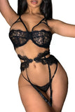 Eyelash Lace Bralette Set with Garter Belt