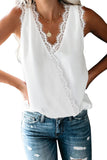 Eyelash Lace Trim Wrap V Neck Tank Top