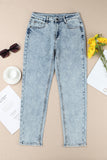 Light Washed Straight Leg Ankle Jeans