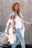 Waterfall Short Sleeve Floral Print Cardigan