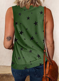 Star Print Knit Tank with Slits