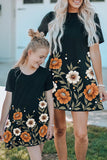 Family Matching Floral Printed Short Sleeve Girl's Mini Dress