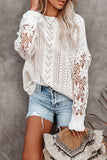 Crochet Lace Pointelle Knit Sweater