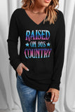 RAISED ON 90'S COUNTRY Glitter Letter Print Pullover
