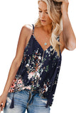 Multicolor Spaghetti Straps V Neck Print Tank Top