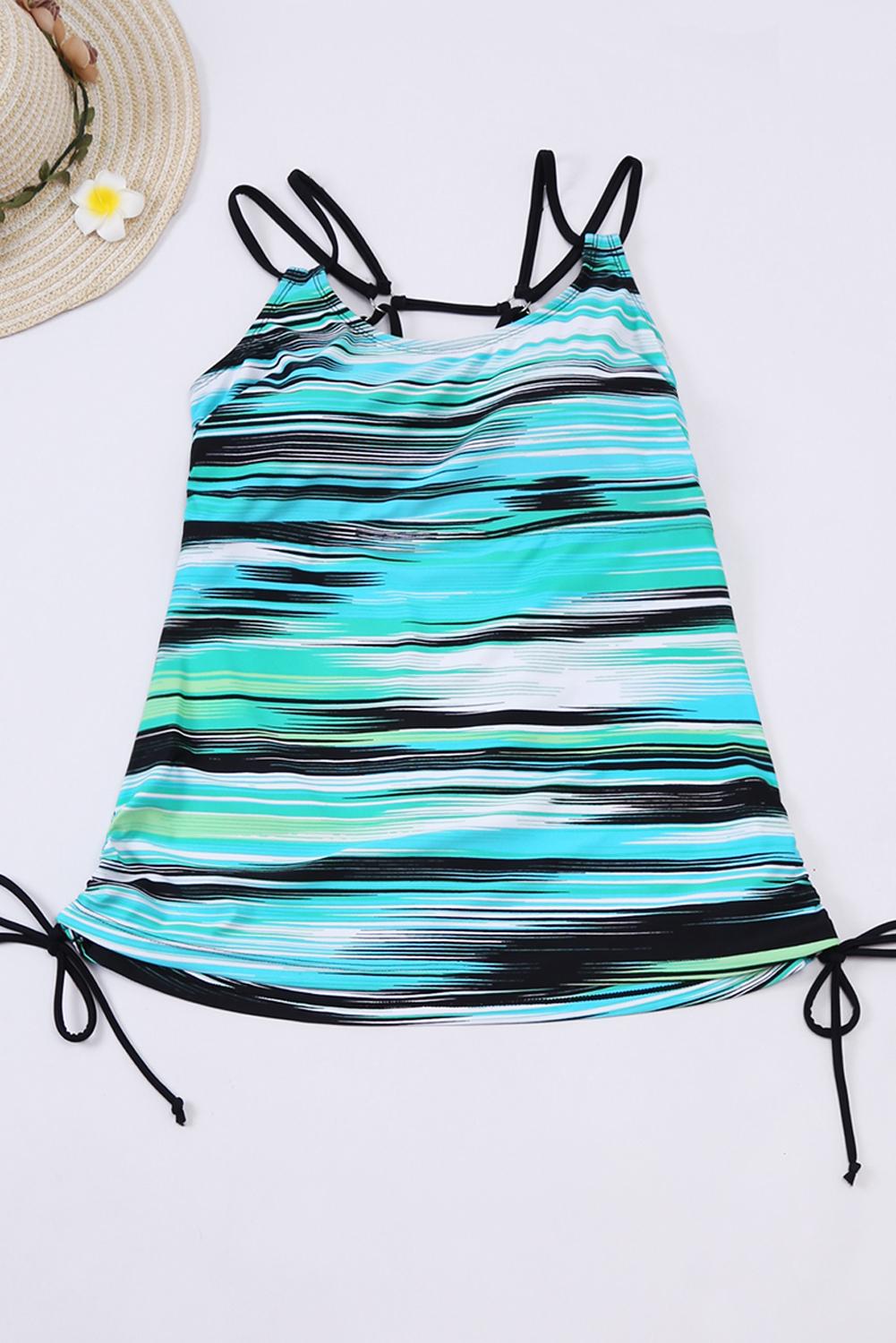 ish Stripes Strappy Tankini Swimsuit Top