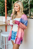 Rainbow Ombre Buttoned Cardigan with Pockets