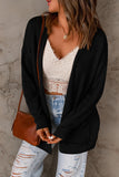 Black Drop Shoulder Textured Cardigan