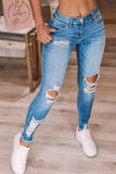 High Waist Distressed Skinny Jeans