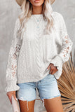 Crochet Lace Pointelle Knit Sweater
