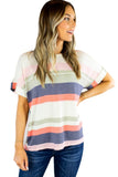 Striped Cotton Blend Short-sleeved Top