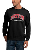 BOSTON Letters Print Crew Neck Men's Pullover Sweatshirt