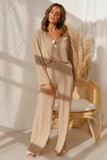 Long Sleeve Buttoned Wide Leg Lounge Wear