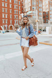 Pocket Raw Hem Buttoned Denim Jacket