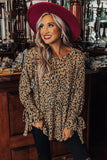 Leopard Print Cuff Knot Long Sleeve Blouse
