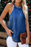 Halter Neck Denim Tank Top