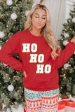 Christmas HO HO HO Graphic Round Neck Sweatshirt