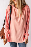 Solid Color Patchwork Long Sleeve Top