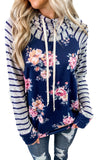 Stripes Floral Pullover Hoodie